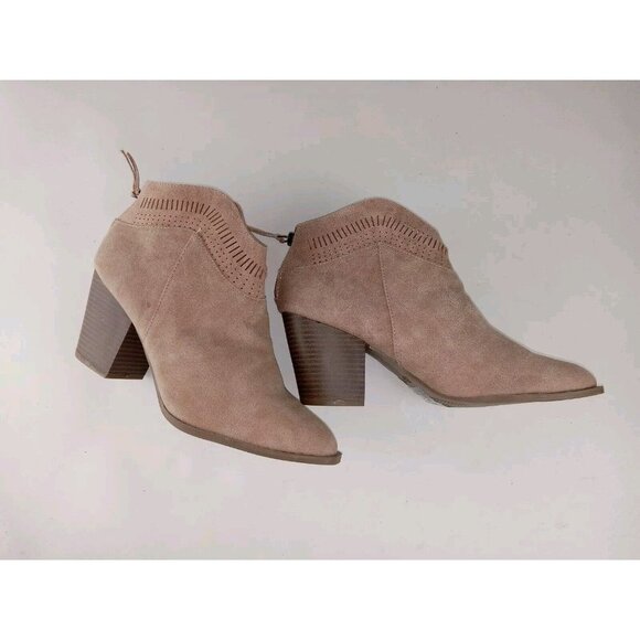 Qupid Women's Sand Beige 3" heels pump Zipper Up Ankle Boots size 10 - Picture 5 of 10